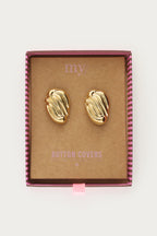Goudkleurige strepen knopen set - My Jewellery