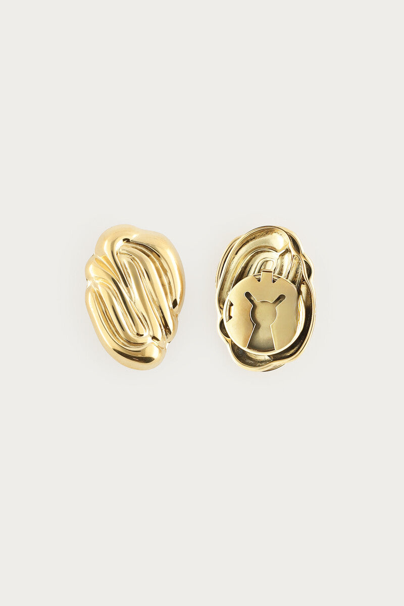 Goudkleurige strepen knopen set - My Jewellery