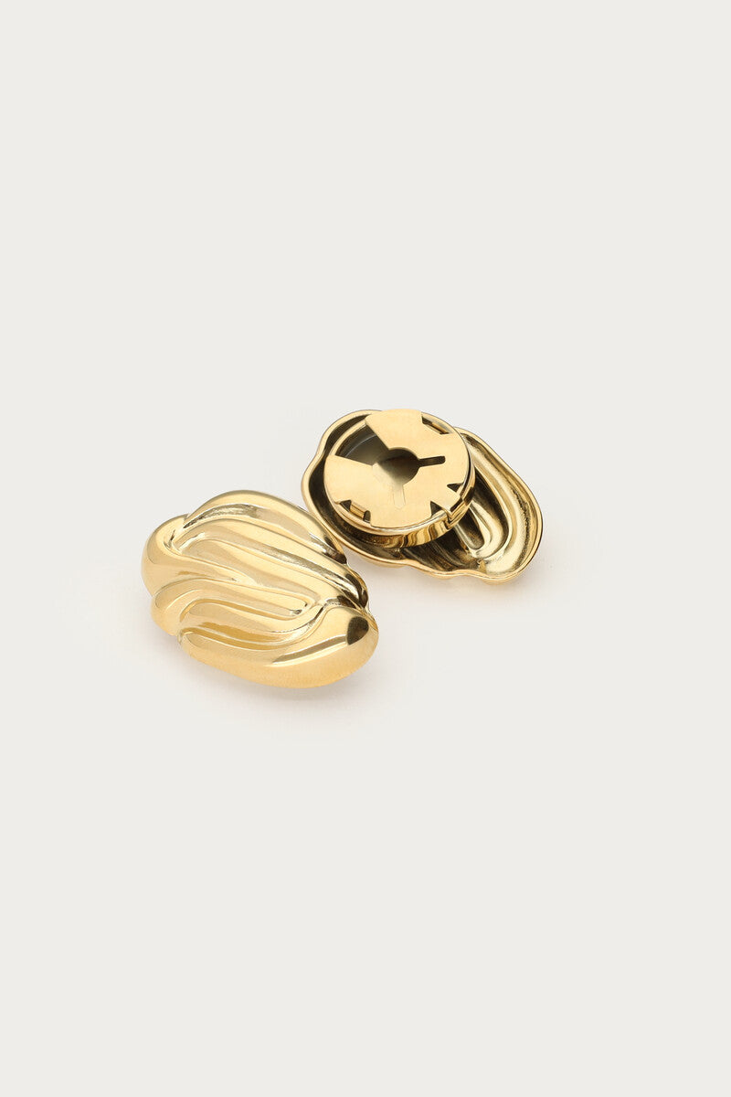 Goudkleurige strepen knopen set - My Jewellery
