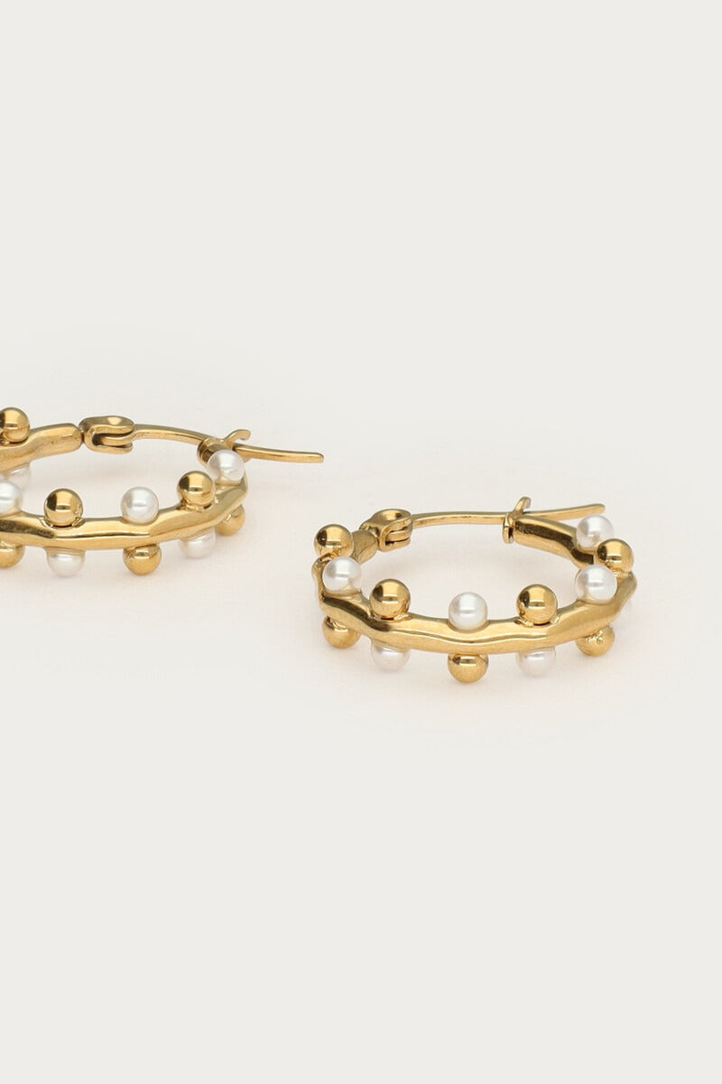 Oorringen met dots en mini imitatieparels  - My Jewellery