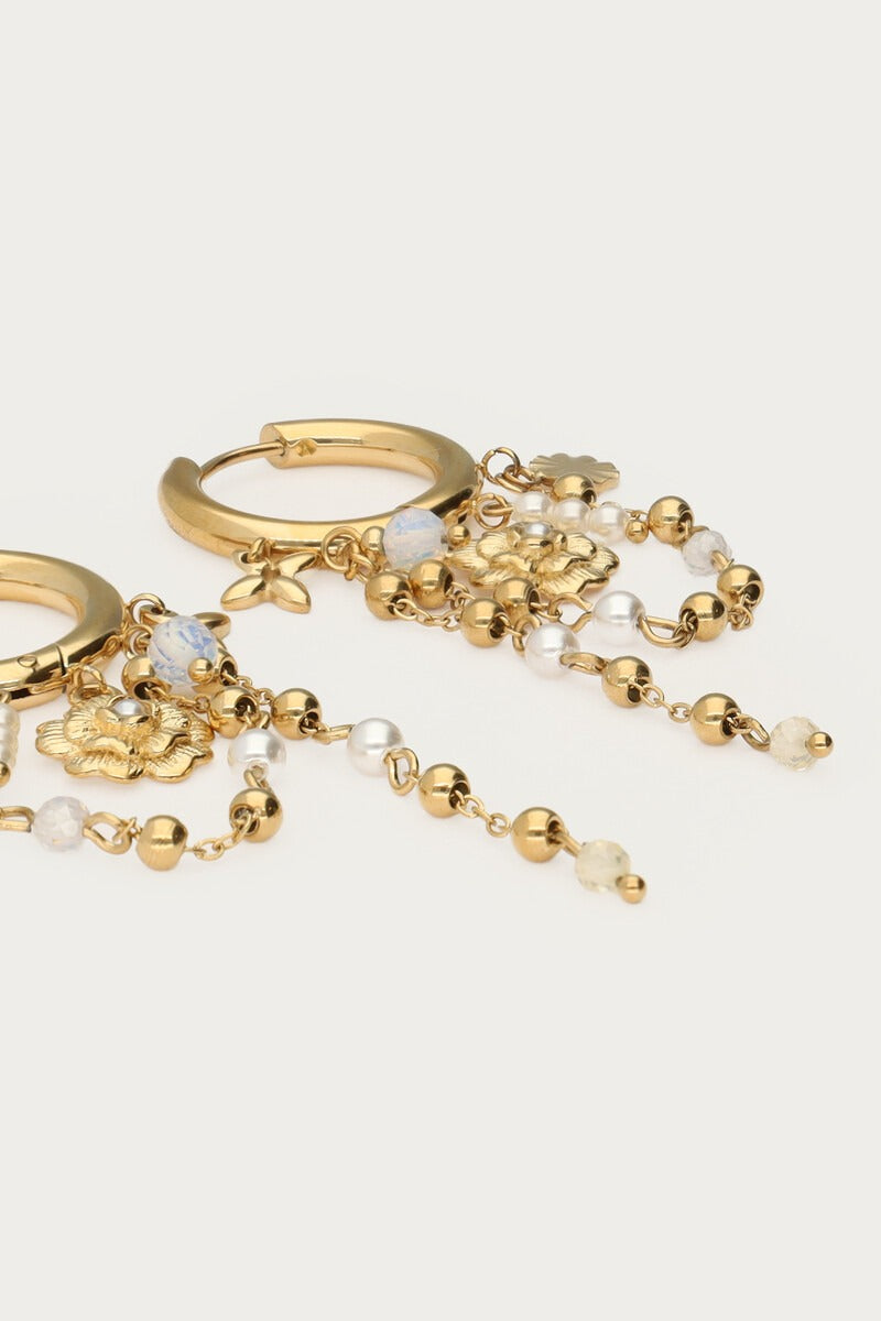 Oorringen met zoetwaterparels en bloemen - My Jewellery