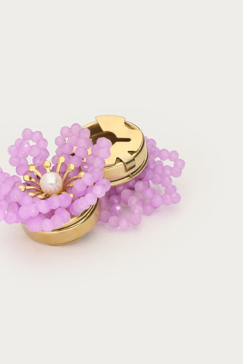 Lila bloemen knopen set - My Jewellery