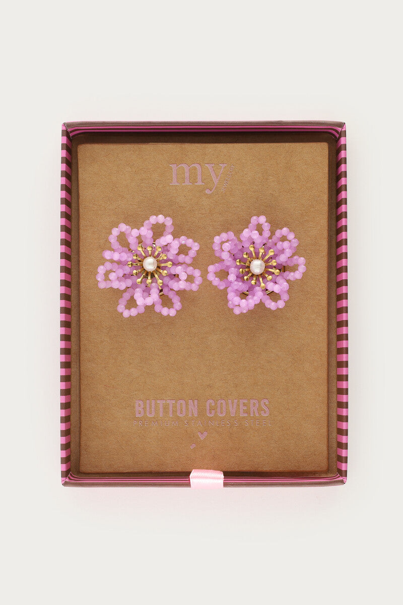 Lila bloemen knopen set - My Jewellery