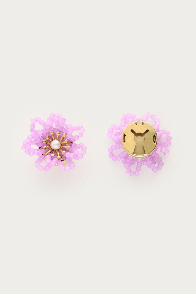 Lila bloemen knopen set - My Jewellery