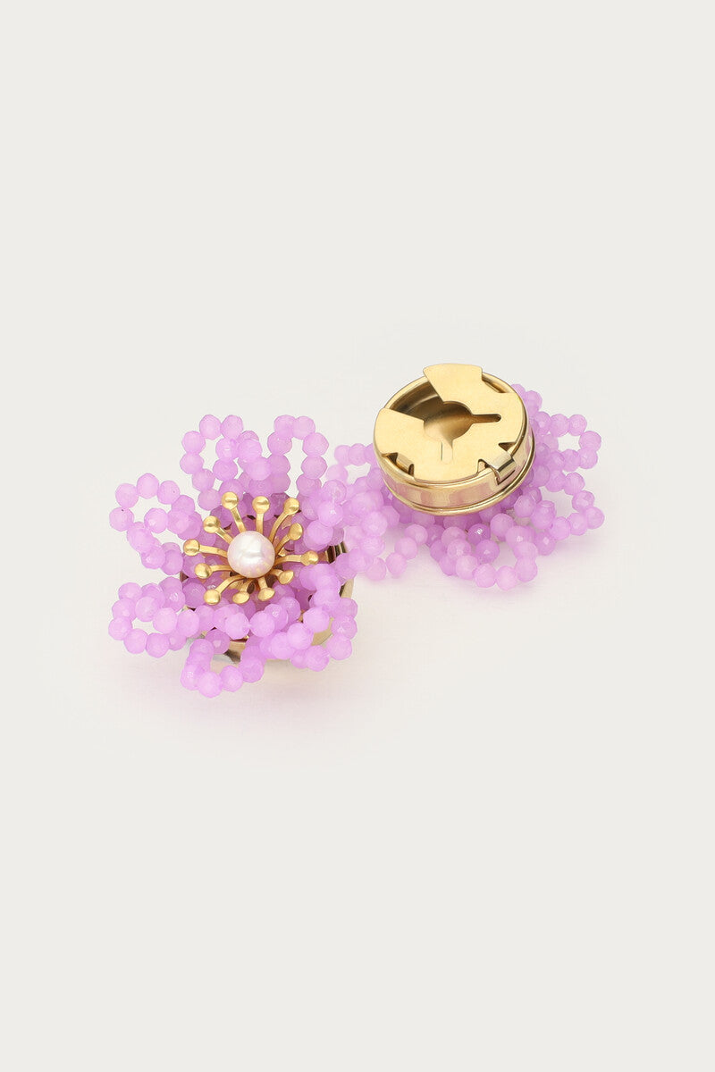 Lila bloemen knopen set - My Jewellery