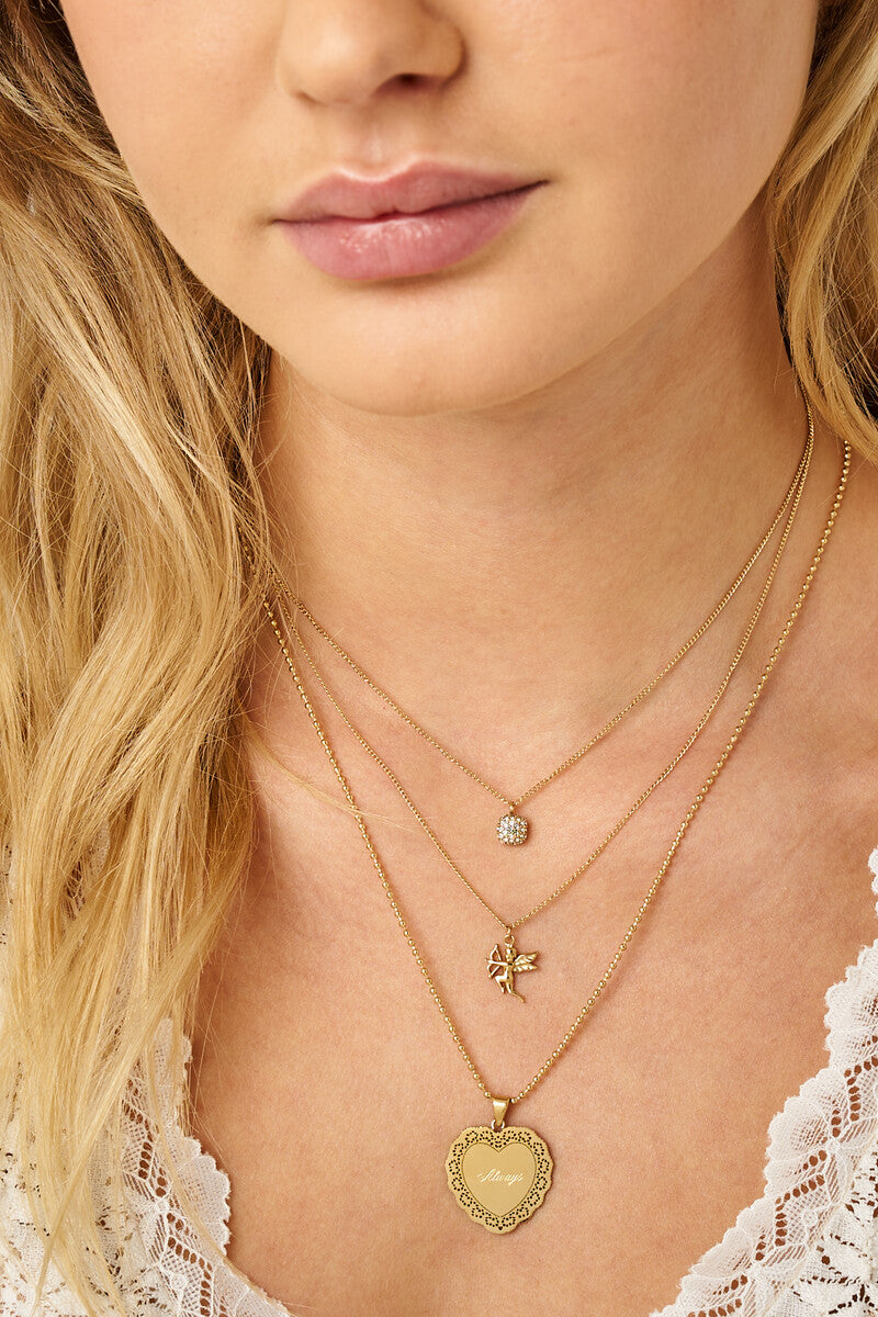 Love ketting met vierkante strass steen - My Jewellery