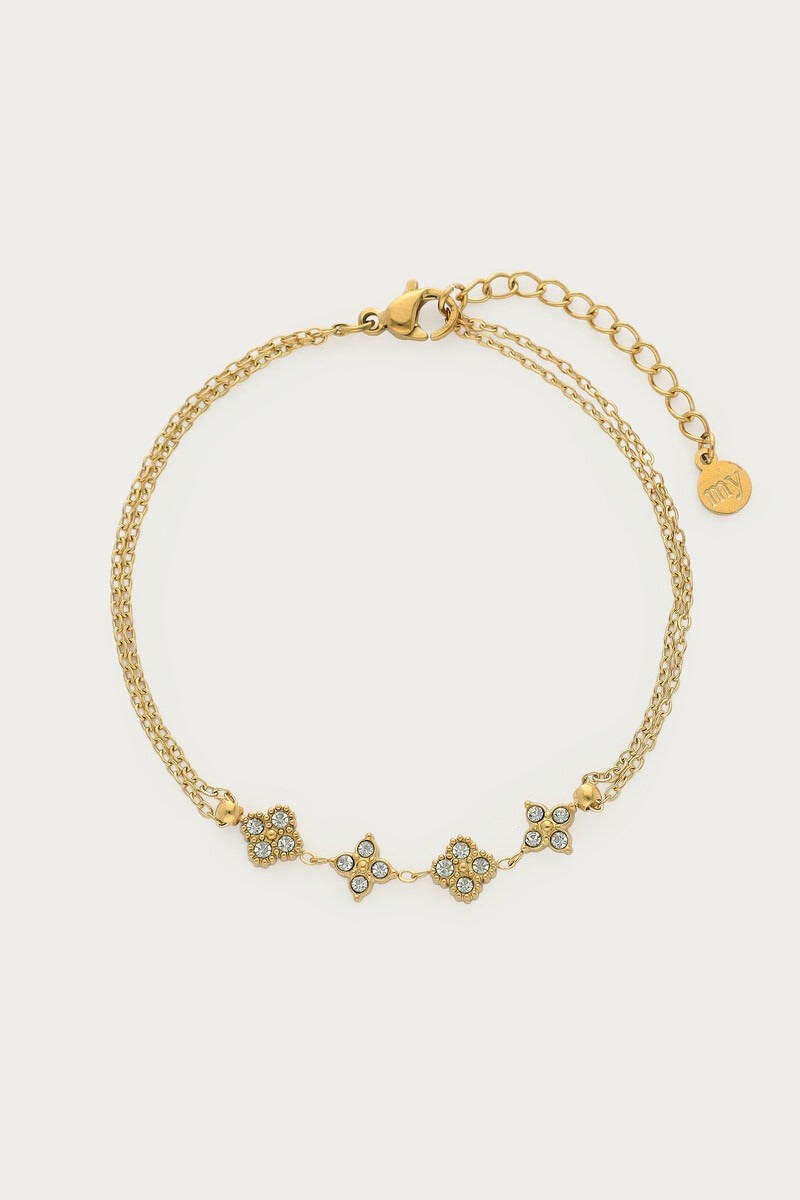 Magical armband met vier klaver strass stenen - My Jewellery