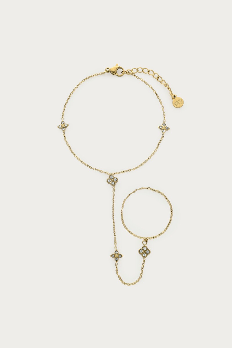 Magical hand ketting met klaver strass stenen - My Jewellery