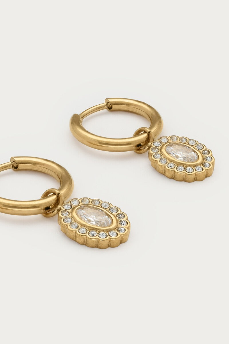 Magical oorringen met ovalen strass steen - My Jewellery