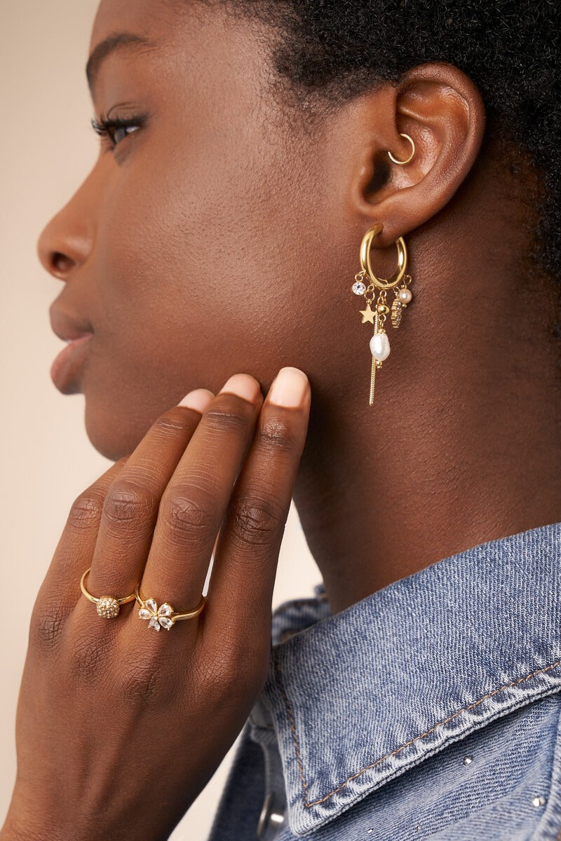 Magical oorringen met strass en hangende zoetwaterparels - My Jewellery