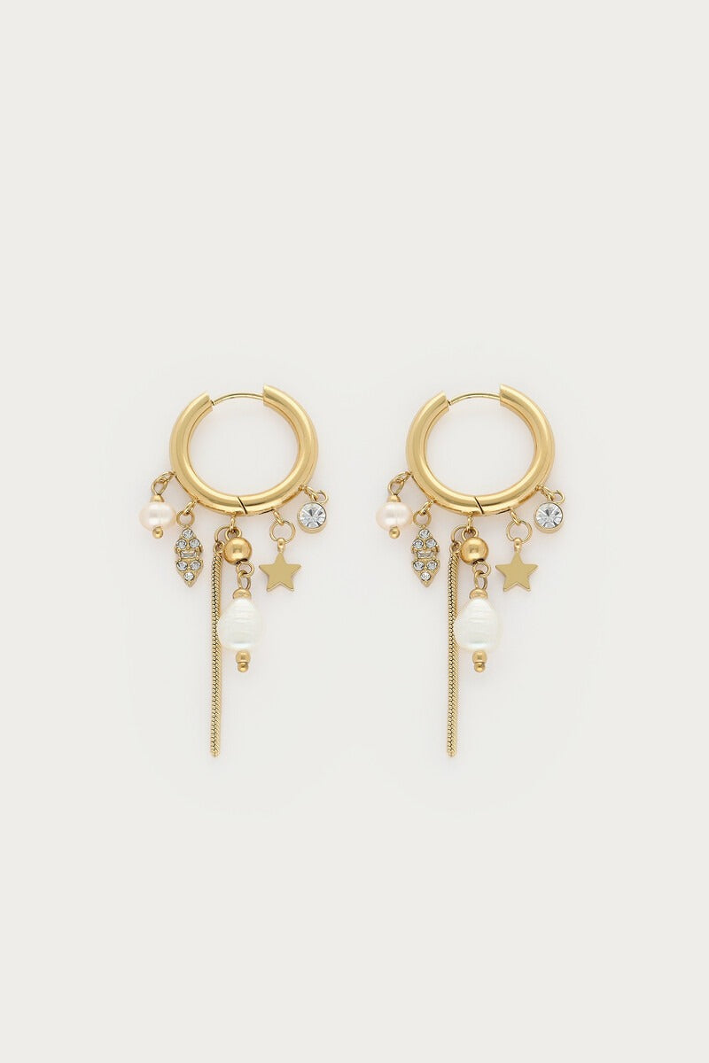 Magical oorringen met strass en hangende zoetwaterparels - My Jewellery