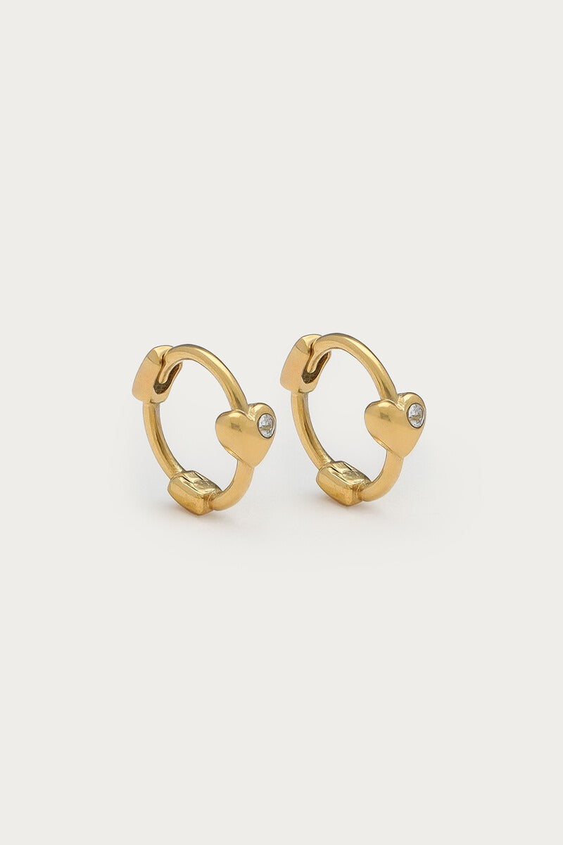 Magical mini oorringen met hartje en strass - My Jewellery