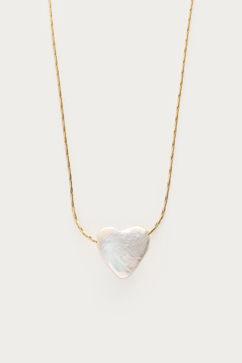 Minimalistische ketting met natuurlijk parel hartje - My Jewellery