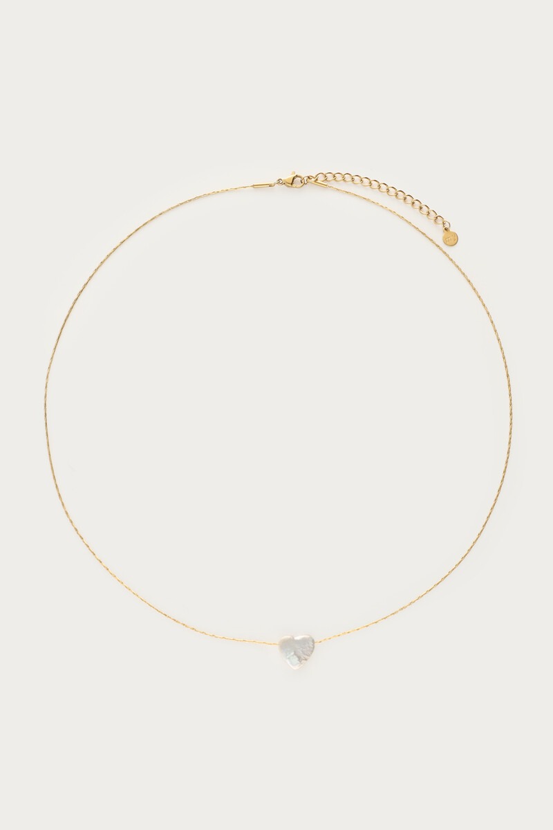 Minimalistische ketting met natuurlijk parel hartje - My Jewellery