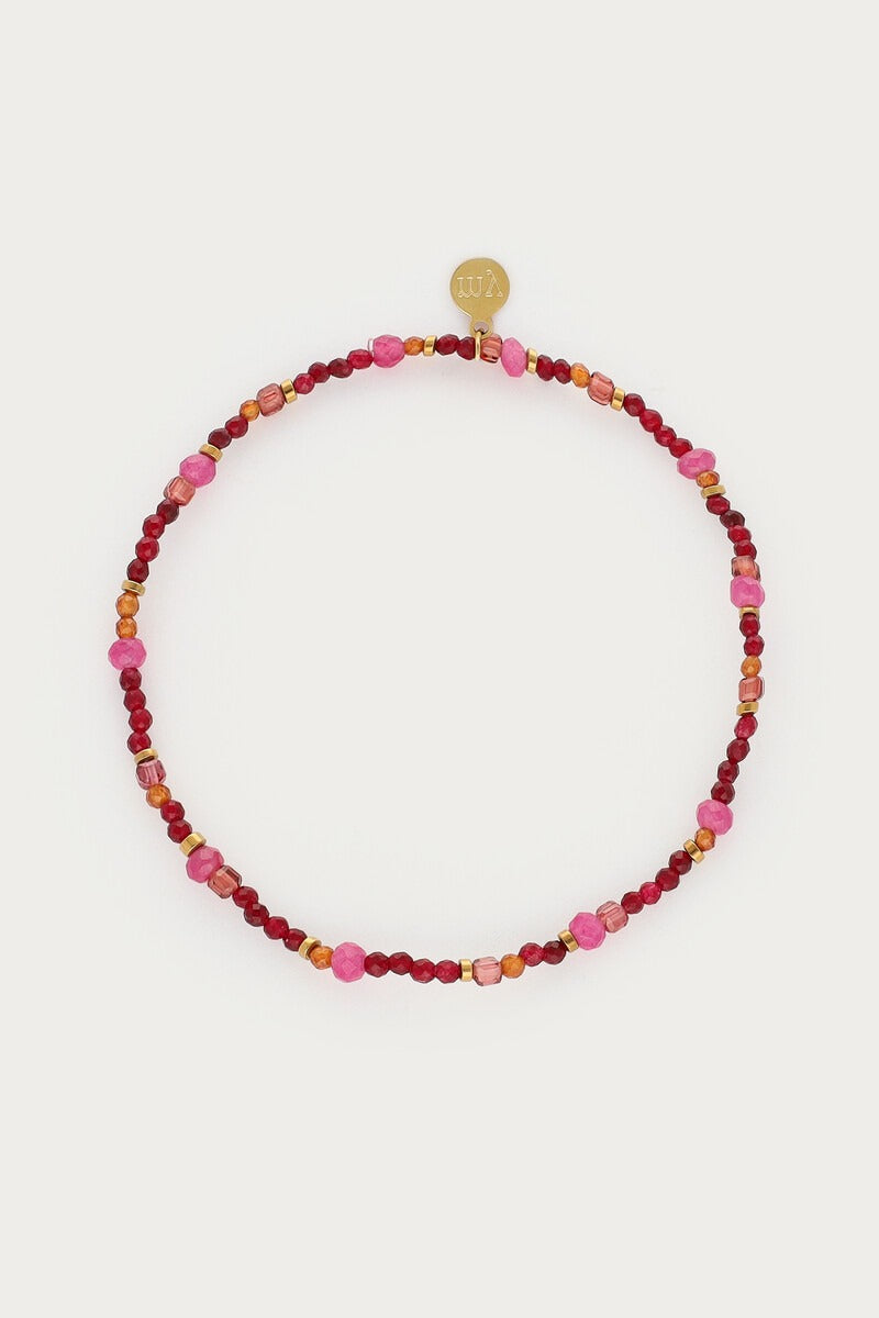 Fortune burgundy elastieken mini kralen armband - My Jewellery