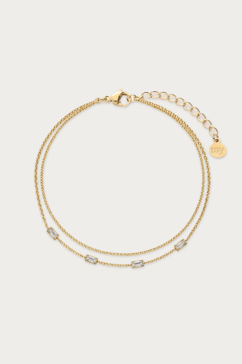 Magical dubbele armband met rechthoekige strass stenen - My Jewellery