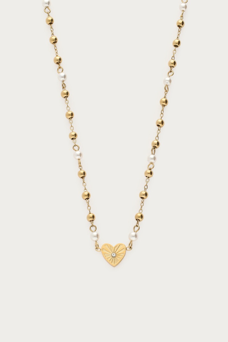 Ketting met hartje en imitatieparels  - My Jewellery