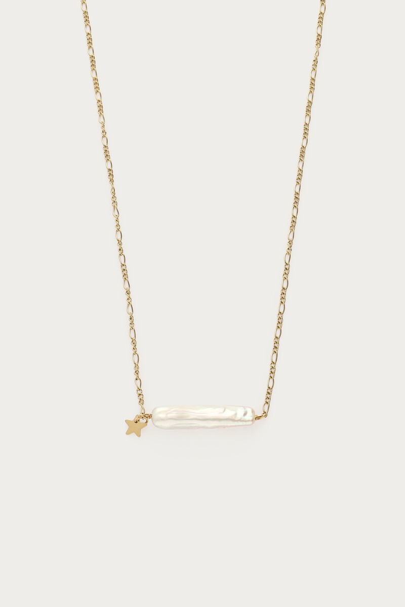 Ketting met natuurlijke parel bar en ster - My Jewellery