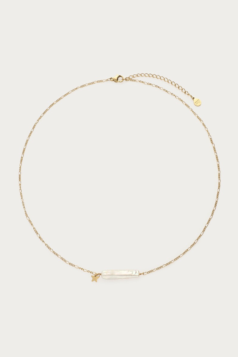 Ketting met natuurlijke parel bar en ster - My Jewellery