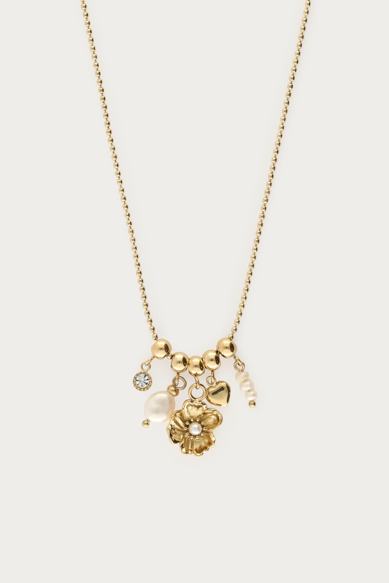 Ketting met ranonkel bloem en zoetwaterparels - My Jewellery