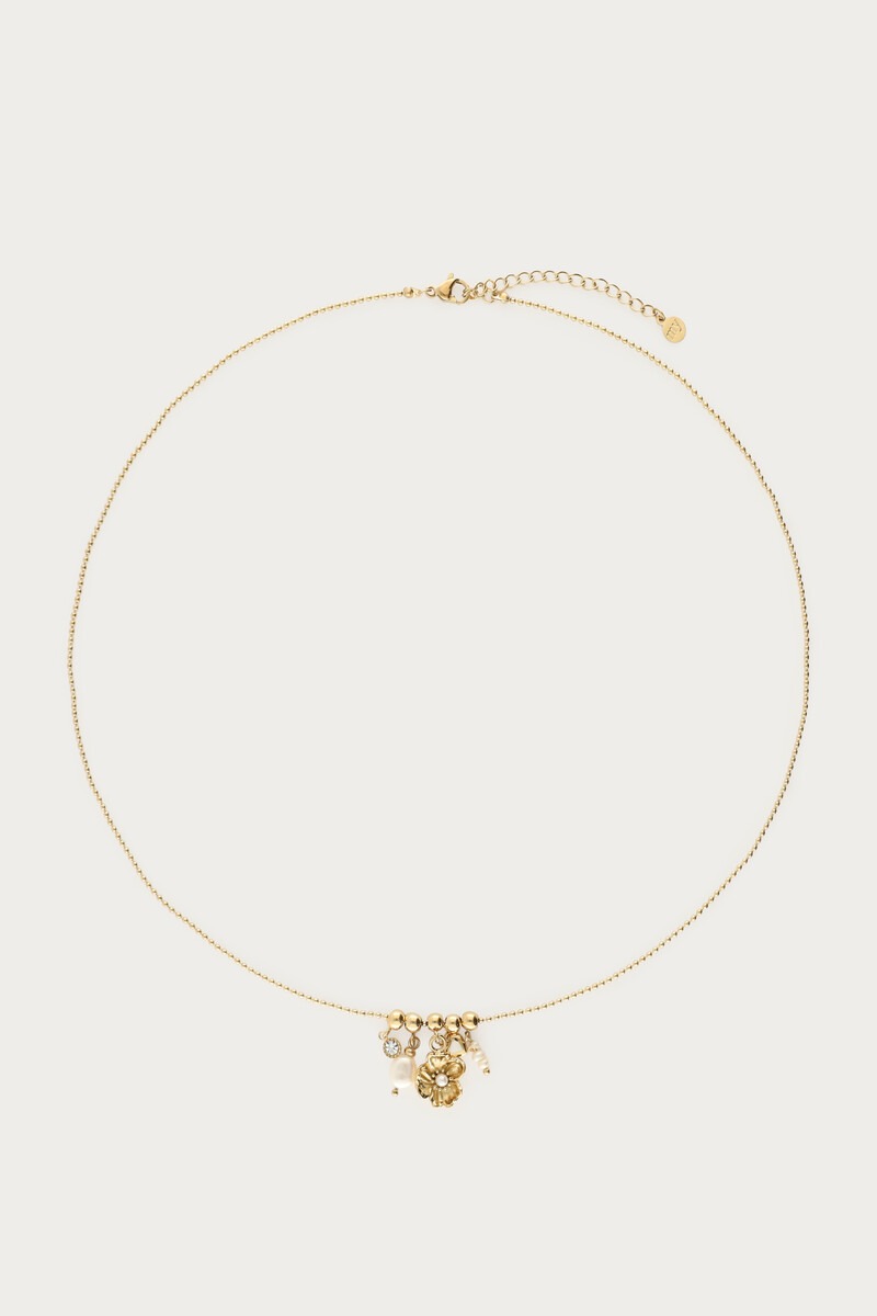 Ketting met ranonkel bloem en zoetwaterparels - My Jewellery