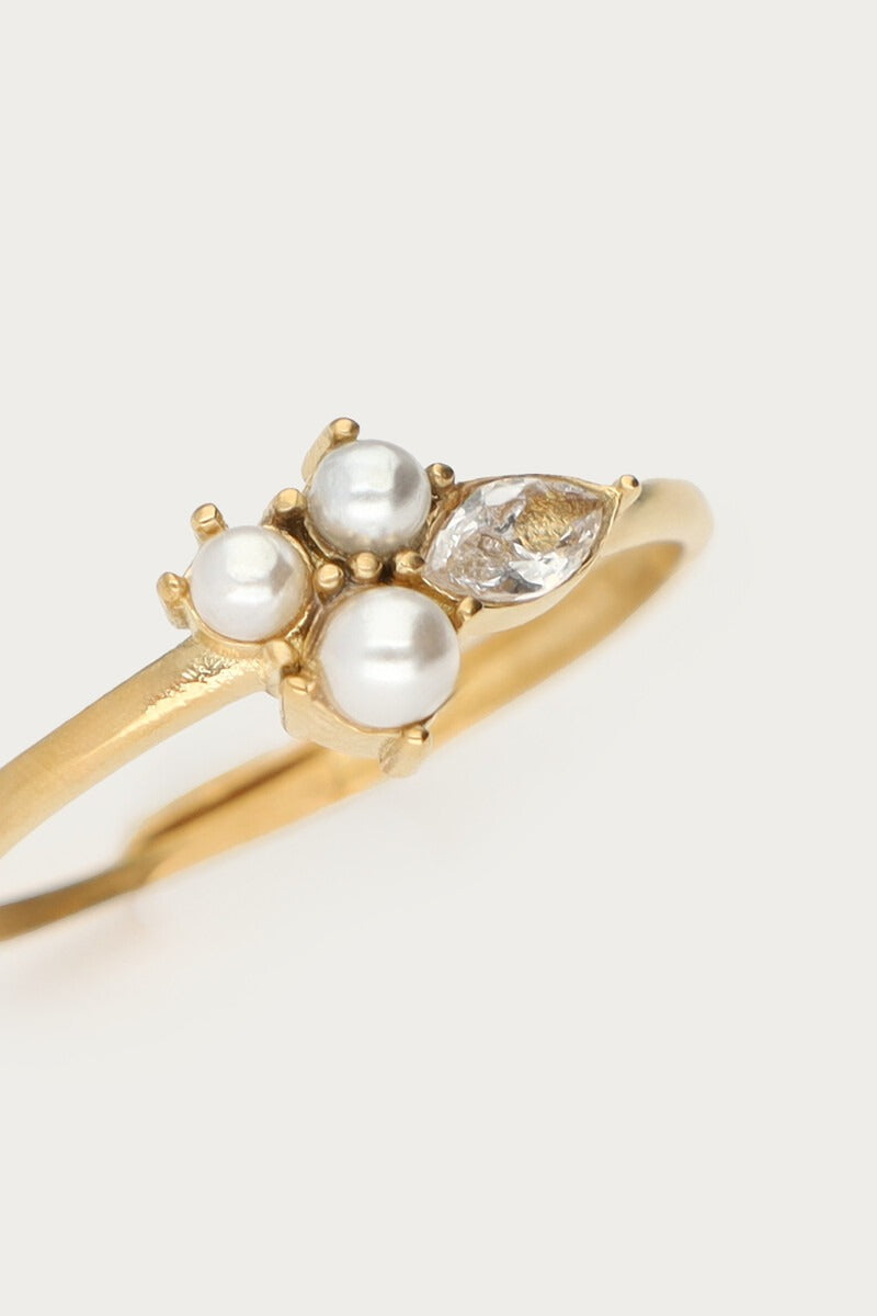 Ring met zoetwaterparels en strass steen - My Jewellery