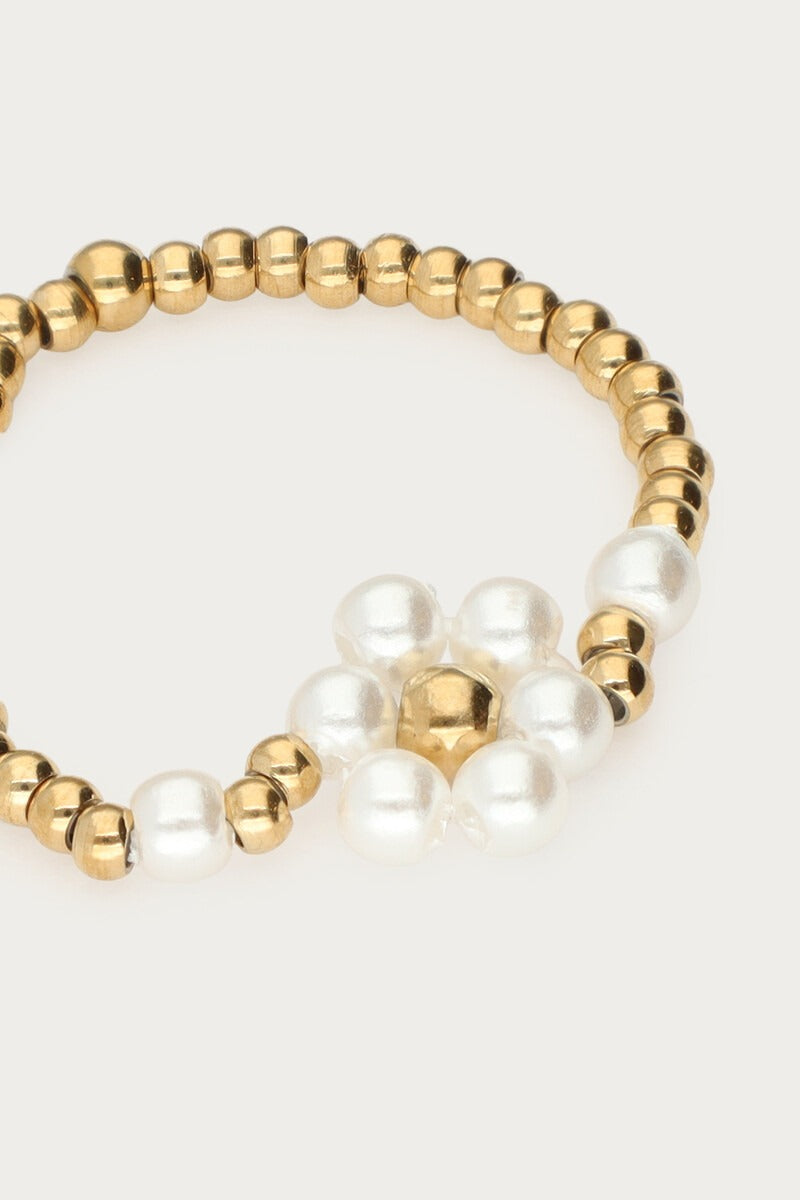 Stretch ring met imitatieparel bloem - My Jewellery