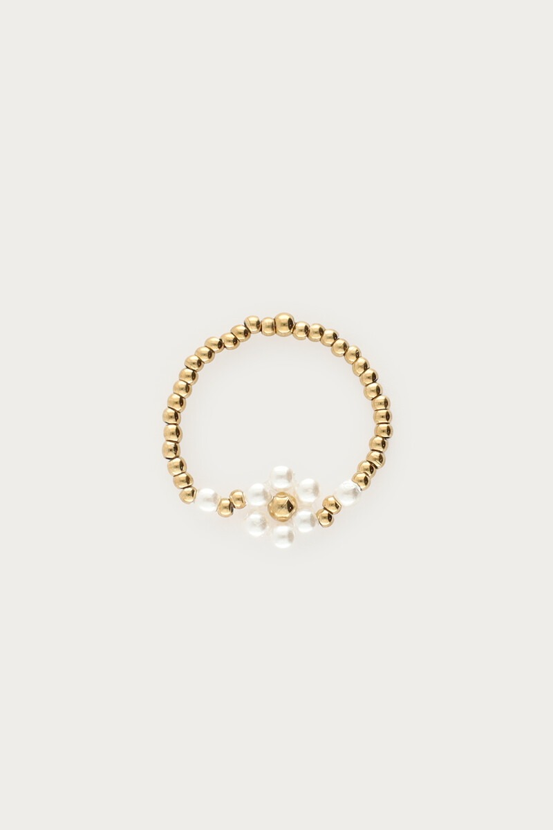 Stretch ring met imitatieparel bloem - My Jewellery