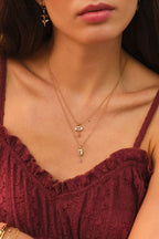 Vintage ketting met vierkante licht roze strass steen - My Jewellery