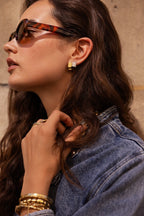 Bold vierkante oorringen met ribbel - My Jewellery
