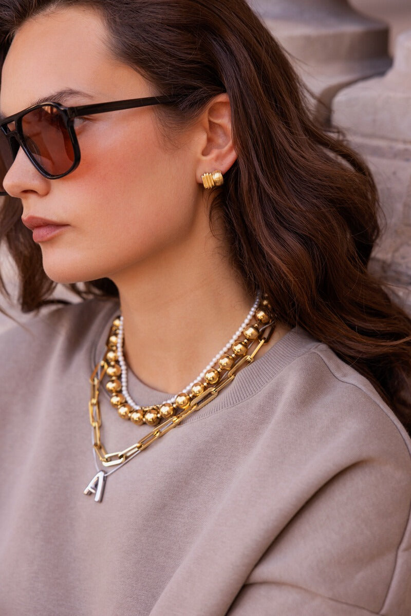 Bold smalle oorringen met ribbels - My Jewellery