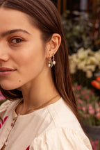 Stud met roze kralen en zoetwaterparels - My Jewellery