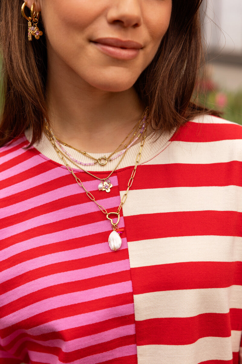 Schakelketting met hartjes bedel en kralen - My Jewellery