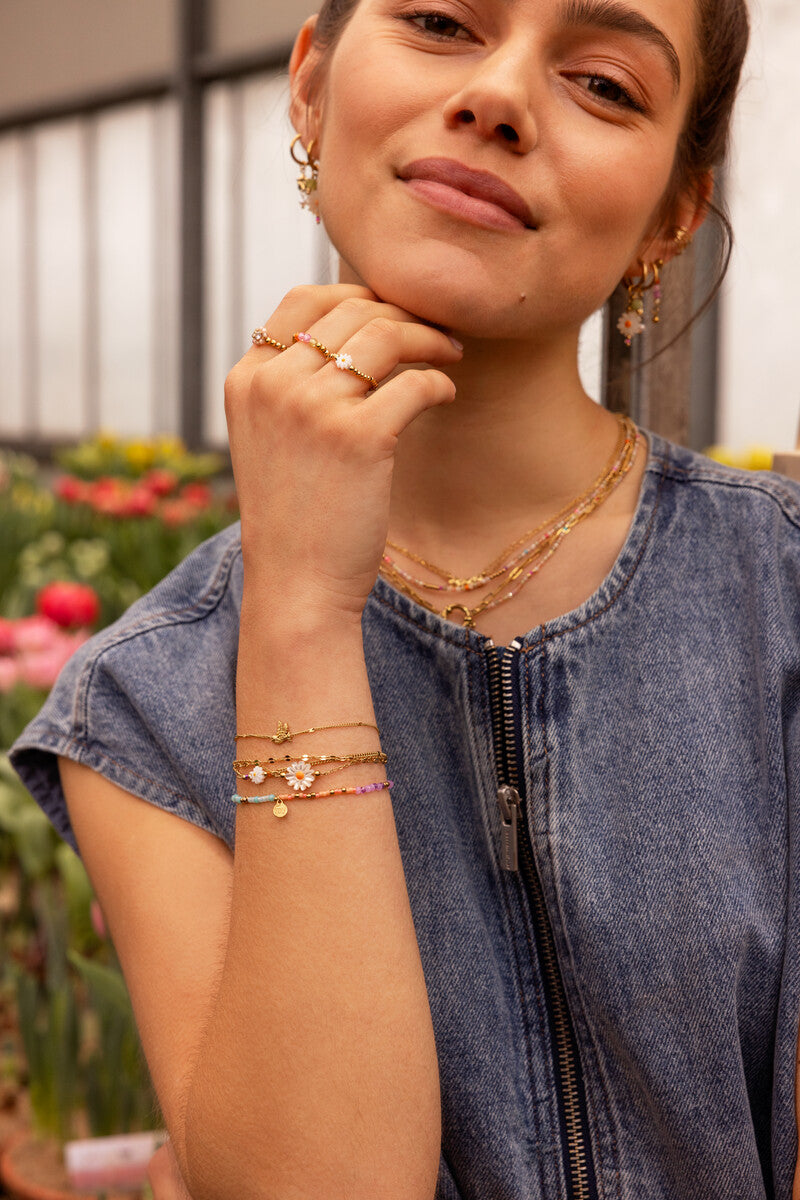 Elastieken armband met multikleur kralen - My Jewellery