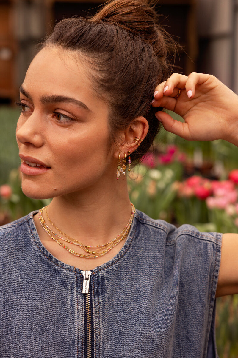 Stud met mini multikleur kralen - My Jewellery