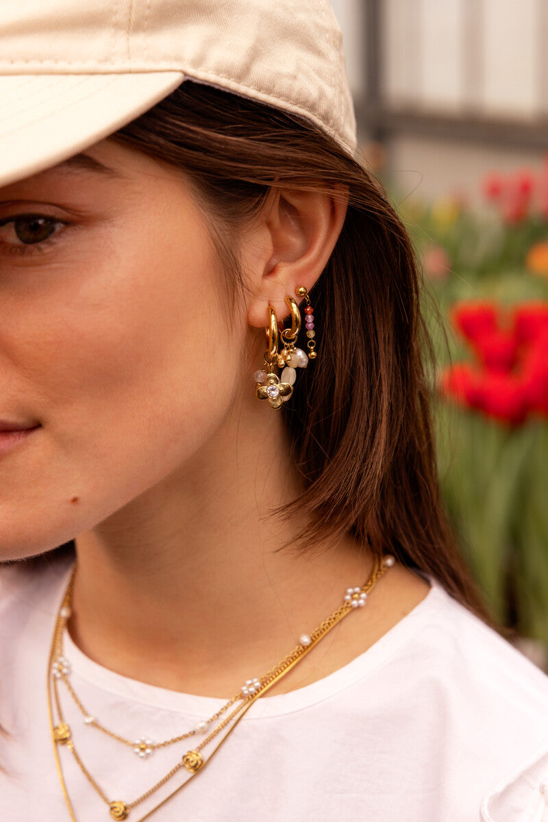 Oorringen met gele kralen en zoetwaterparels - My Jewellery