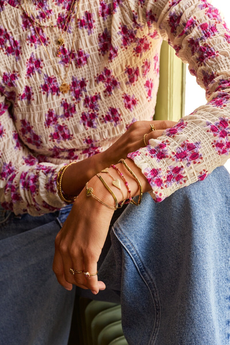 Fortune roze elastieken mini kralen armband - My Jewellery