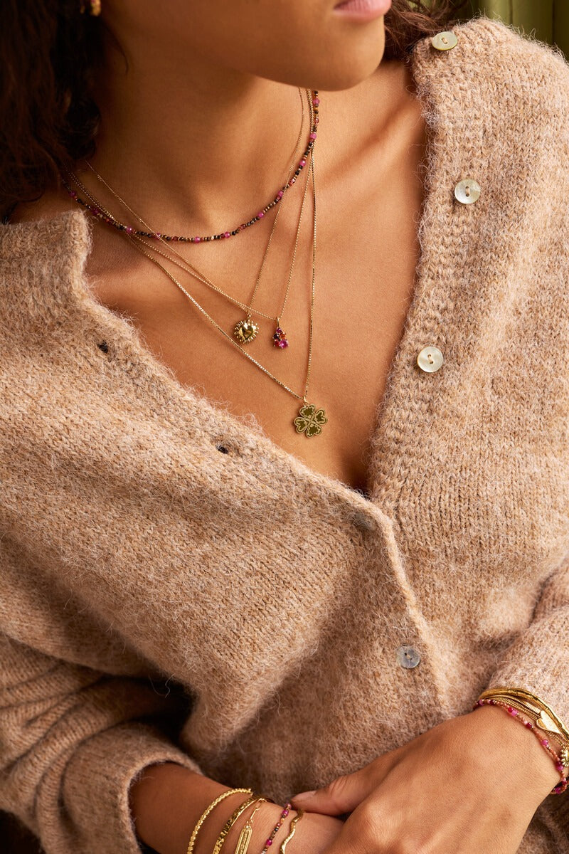 Fortune ketting met vijf multikleur strass stenen - My Jewellery