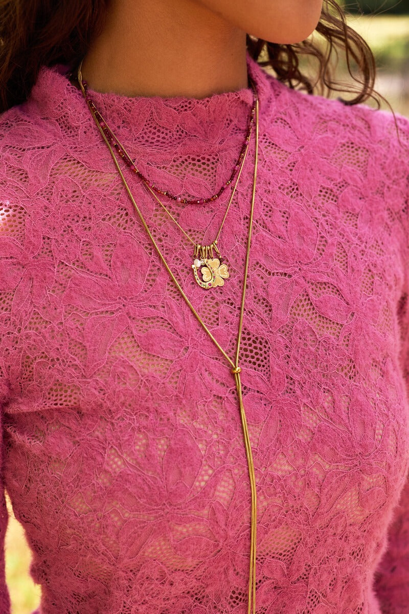 Fortune burgundy ketting met mini kralen - My Jewellery