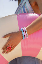 Tropical roze elastieken kralen armband - My Jewellery