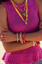 Tropical geel-groene elastieken kralen armband - My Jewellery