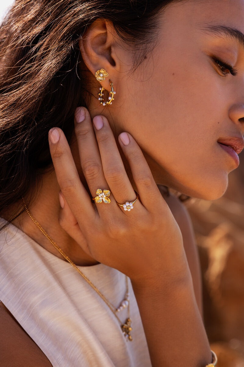 Ring met zoetwaterparel bloem - My Jewellery