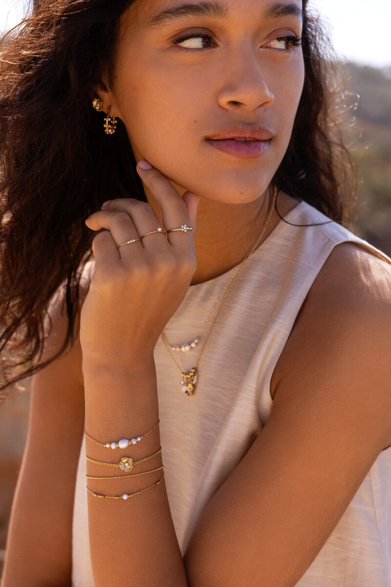 Armband met ranonkel bloem en imitatieparel - My Jewellery