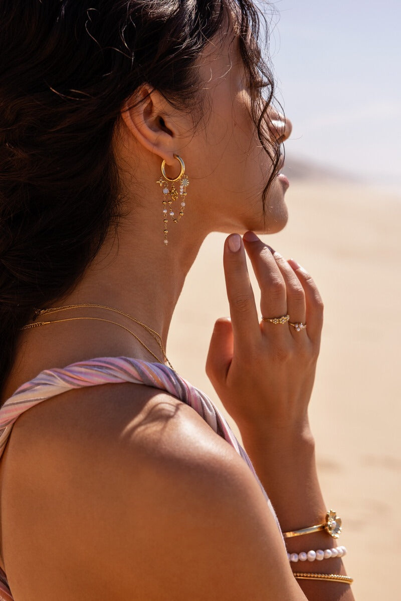 Oorringen met zoetwaterparels en bloemen - My Jewellery