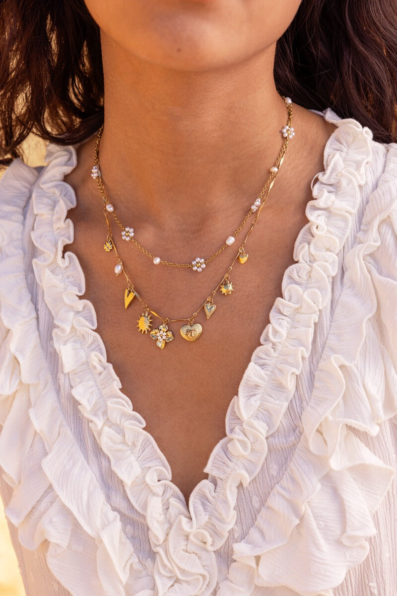 Ketting met zoetwaterparel bloemen - My Jewellery