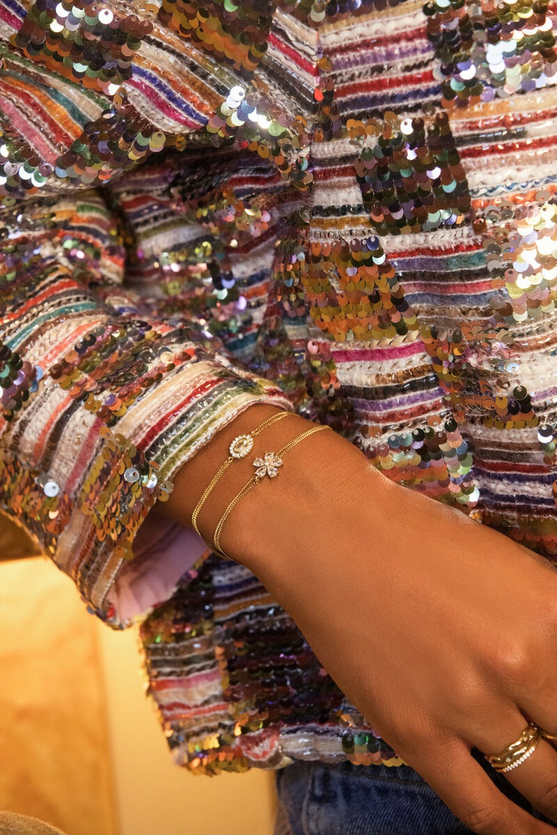 Magical dubbele armband met ovalen strass steen - My Jewellery
