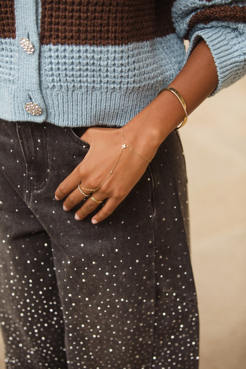 Magical hand ketting met klaver en dot strass stenen - My Jewellery