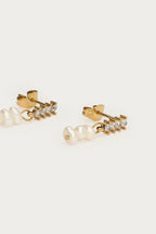 Studs met strass stenen en zoetwaterparels - My Jewellery