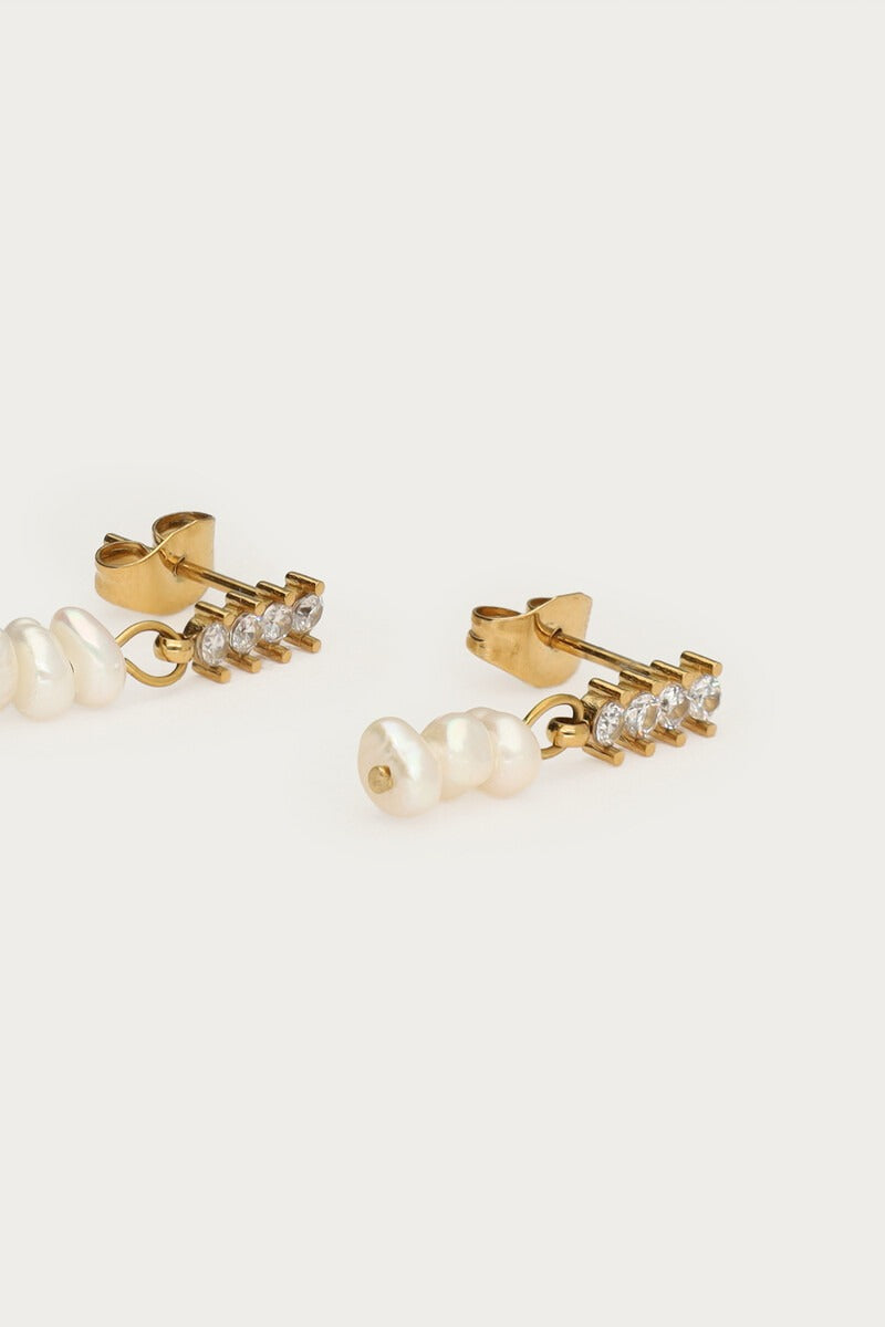 Studs met strass stenen en zoetwaterparels - My Jewellery