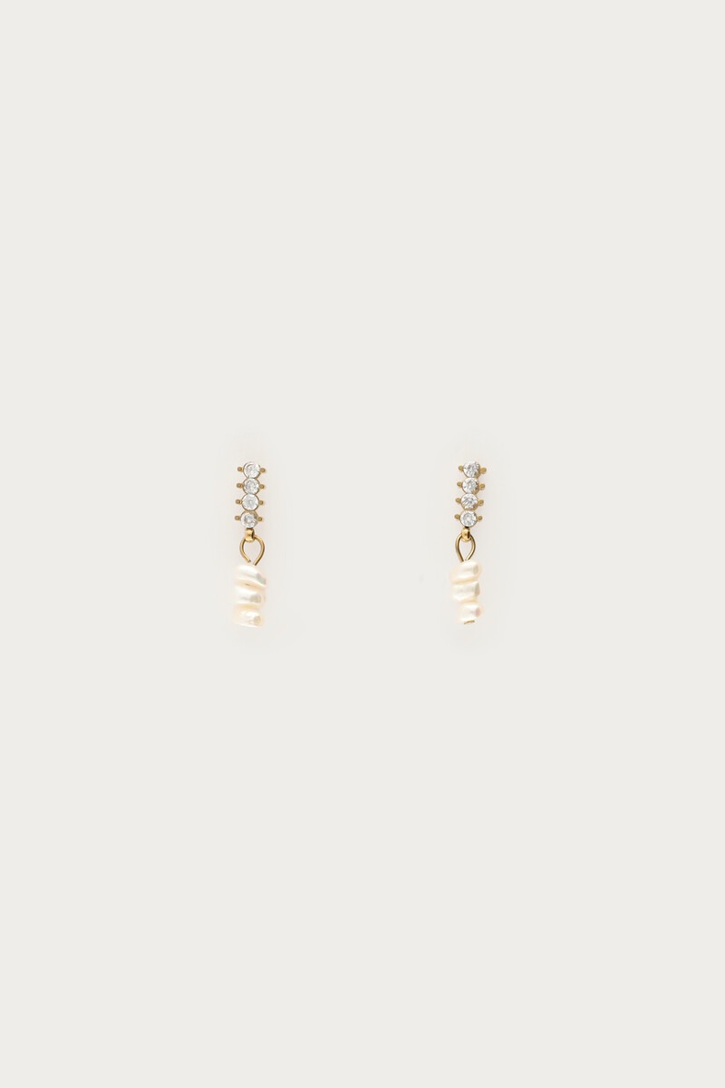 Studs met strass stenen en zoetwaterparels - My Jewellery